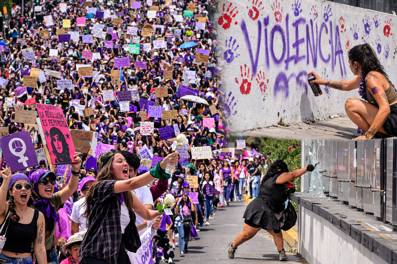 Consignas, memoria y pintas: 8M en Puebla